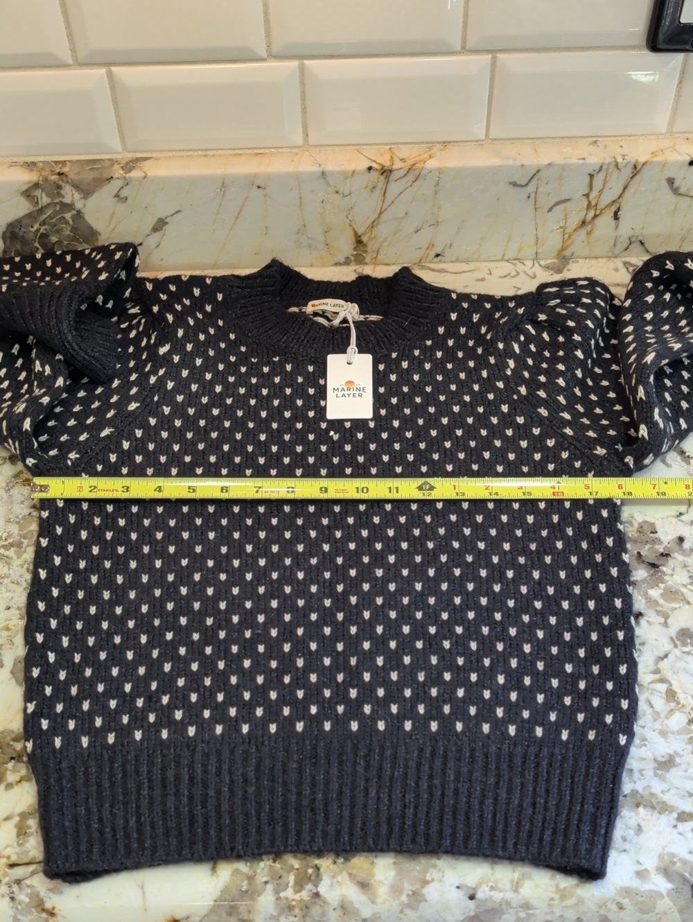 Beautiful MARINE LAYER Alma Puff Sleeve Sweater With Black With White Accents - Picture 7 of 11